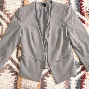 Express Light Gray Women's Blazer with Zipper Accents